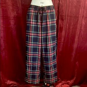 SHEIN Curve Black Plaid Pants with Drawstring Waistband